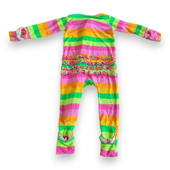 Gigi and Max Stephanie Neon Striped Ruffle Zippy 6-12 Months - Picture 2 of 3